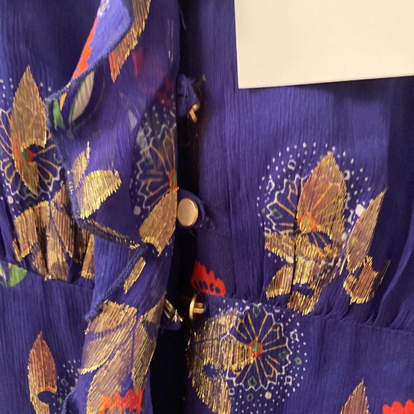 SOLD Sezane Adele silk Dress- "electric blue floral" Size 36 - Picture 8 of 12